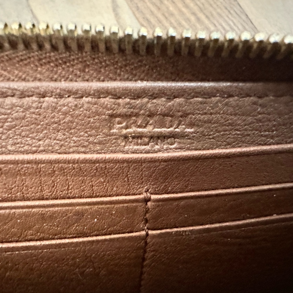 Prada Tan Leather Zip Wallet With Box and COA - Picture 9 of 12